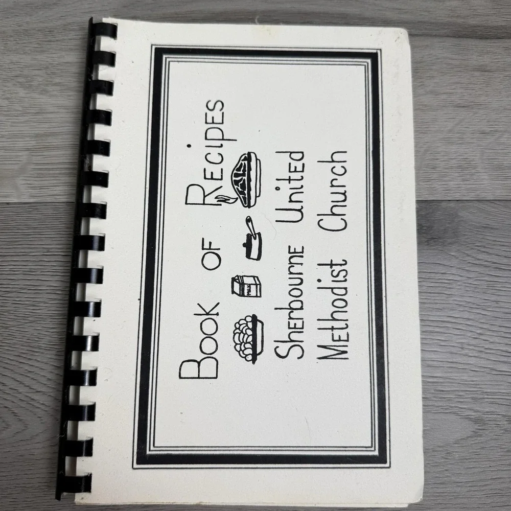 Book Of Recipes Sherbourne United Methodist Church Spiral Cookbook White Vintage
